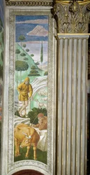 Herde och herde, panel längs den vänstra väggen i cykeln Journey of the Magi i kapellet, ca 1460